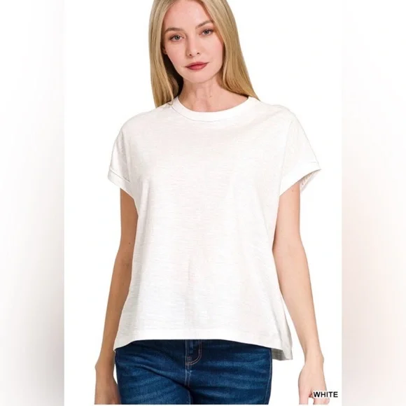 Zenana 100% Cotton Slub Tee - Picture 1 of 2